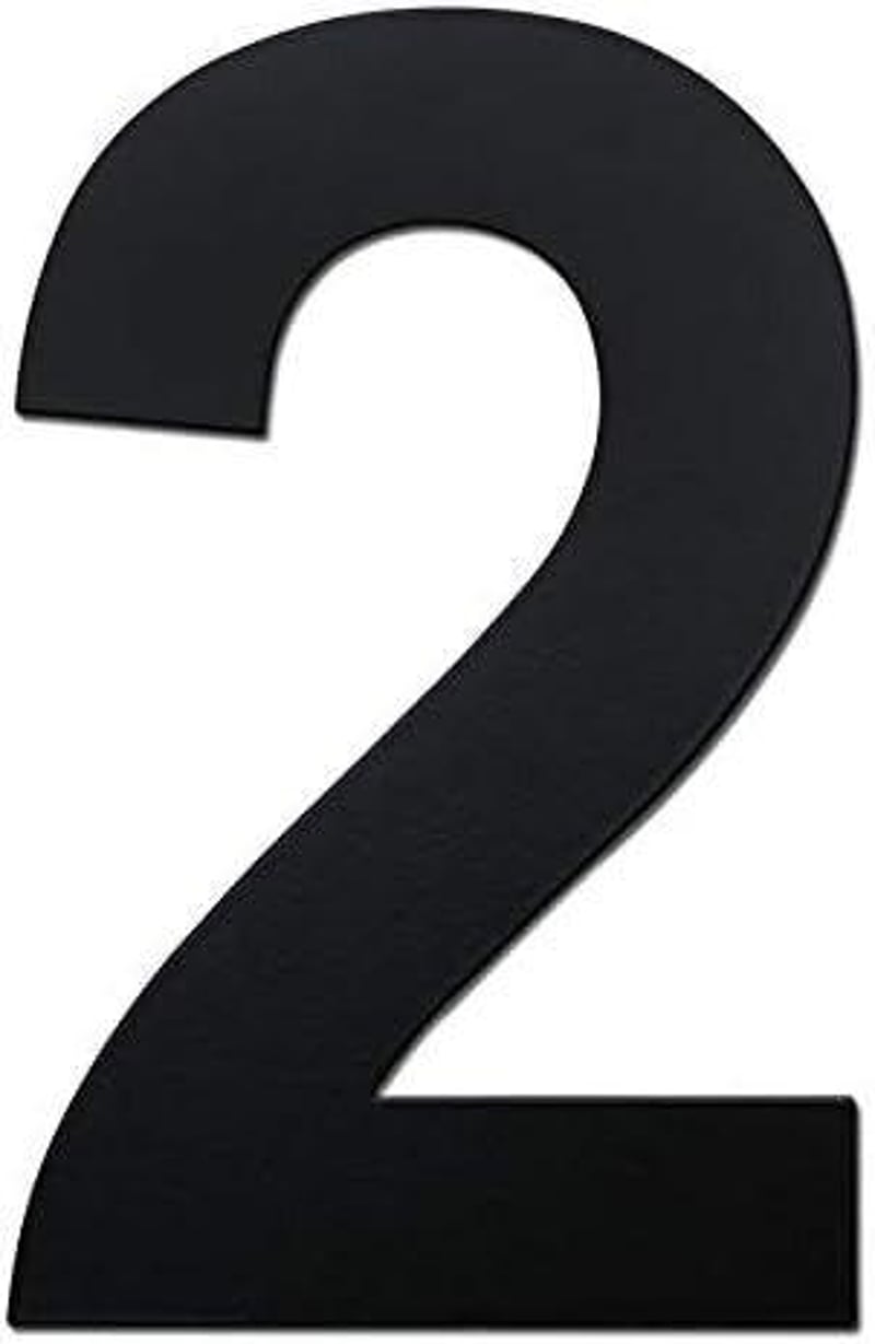 Fekete Rozsdamentes Acél Házszám "2" - Modern 10,2 cm-es