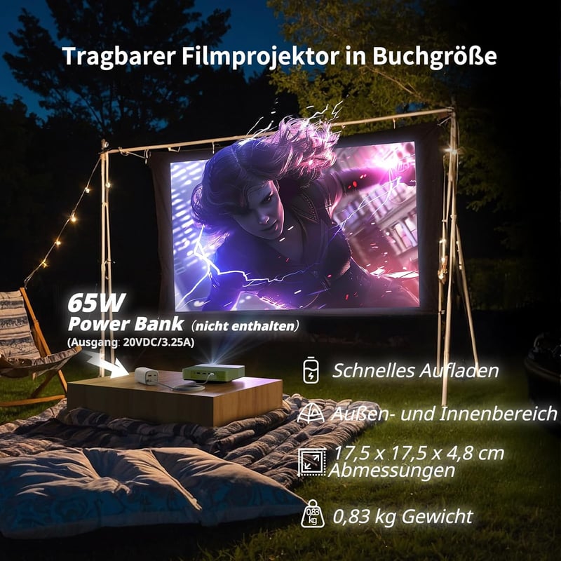 WEMAX ALPD Lézer Mini Projektor - Hivatalos Netflix Licenc, 500 ISO Lumen, 1080P HD, HDR10, WiFi, Bluetooth, Dolby Audio, Hordozható Otthoni