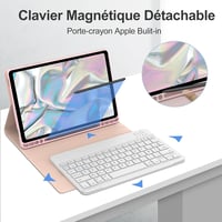 SENGBIRCH Bluetooth Billentyűzetes Tok Samsung Galaxy Tab A9+ 11" (2023) Tablethez - Levehető AZERTY Billentyűzet, Rózsaszín, Háttérvilágítá 6