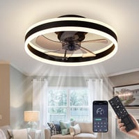 EIDISUNY Modern LED Mennyezeti Ventilátor Távirányítóval - 60W Fekete Lámpa 3 Színhőmérséklettel, Csendes Működés Nappaliba, Hálószobába 1