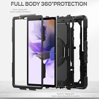 SEYMAC Samsung Galaxy Tab S7 FE/S8 Plus/S7 Plus 12,4" Védőtok Beépített Képernyővédővel, 360° Forgatható Állvánnyal, Kéz- és Vállpánttal, To 5