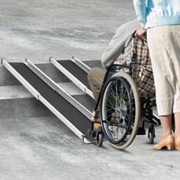 gardhom Teleszkópos Kerekesszék Rámpa 74,5-122 cm - Állítható Alumínium Csúszásgátló Felülettel, 272 kg Teherbírással Lépcsőkhöz, Tárolótásk 6