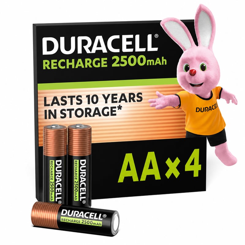 Duracell Recharge Ultra AA punjive baterije 2500 mAh, prethodno napunjene NiMH baterije za svakodnevne uređaje — set od 2 komada