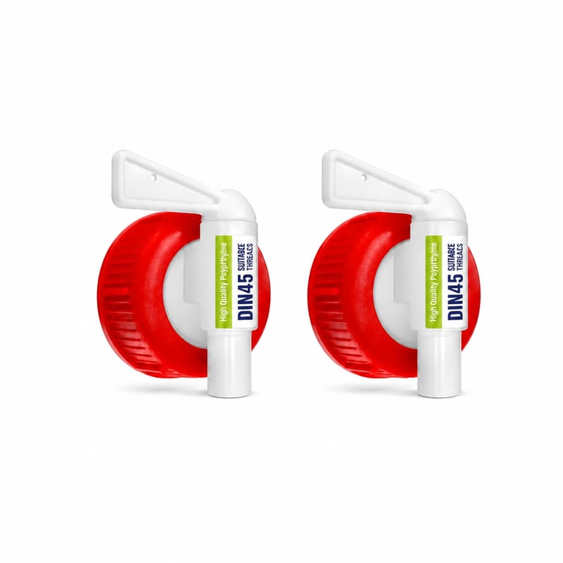 Robinet de scurgere WoldoClean pentru canistră de apă, DIN45, pentru canistre de 5L și 10L, set robinet HDPE, 2 bucăți (Set incomplet)