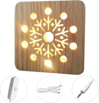 Újracsomagolt 3D LED Hópehely Éjjeli Lámpa - USB Tölthető Fa Dekoráció 3