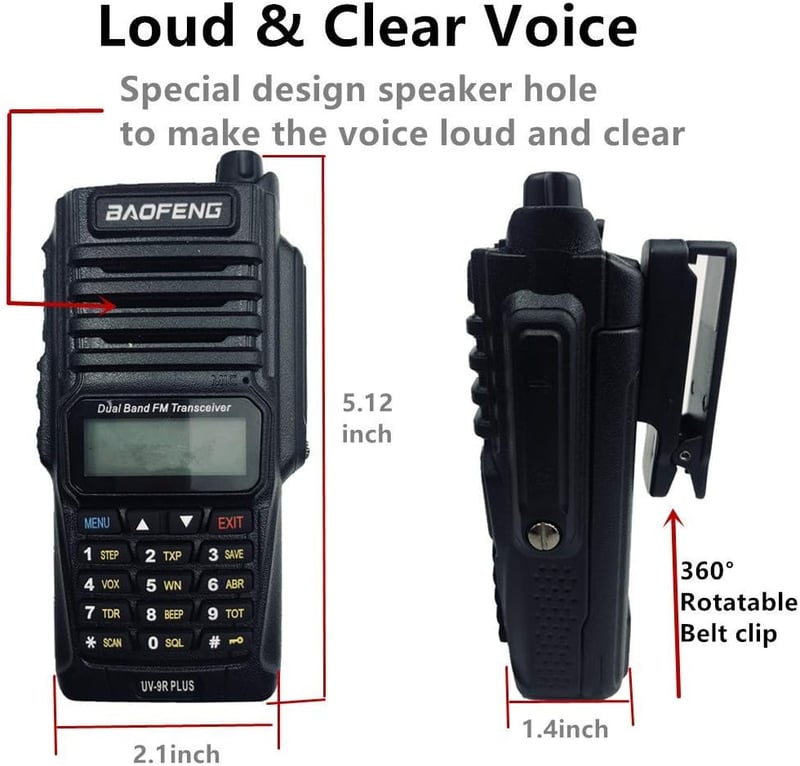 Baofeng UV-9R Plus 8W-os vízálló adóvevő, dupla sávos, FM rádióval és lámpával