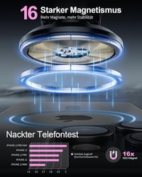 VOLOHAS 15W MagSafe Autós Telefontartó Vezeték Nélküli Töltéssel iPhone Samsung 4