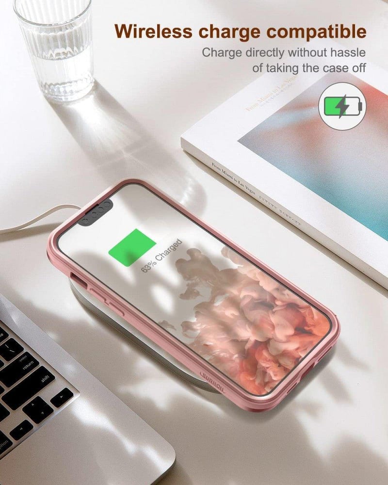 Apple iPhone 13 Pro Rózsaarany Szilikon Tok Beépített Képernyővédővel
