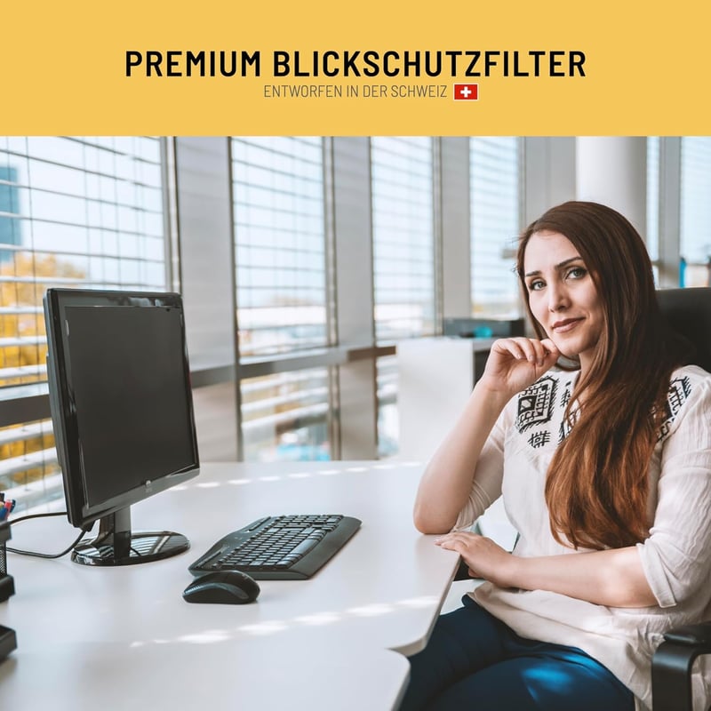 VistaProtect Prémium Monitorszűrő 32" - Betekintésvédelem és Kékfény Szűrő Számítógép Monitorokhoz, Webcam Takaróval
