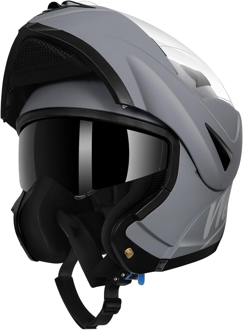 Westt ECE 22.06 Klapphelm Motorradhelm Sonnenblende Visier Damen Herren - XL, Matt grey