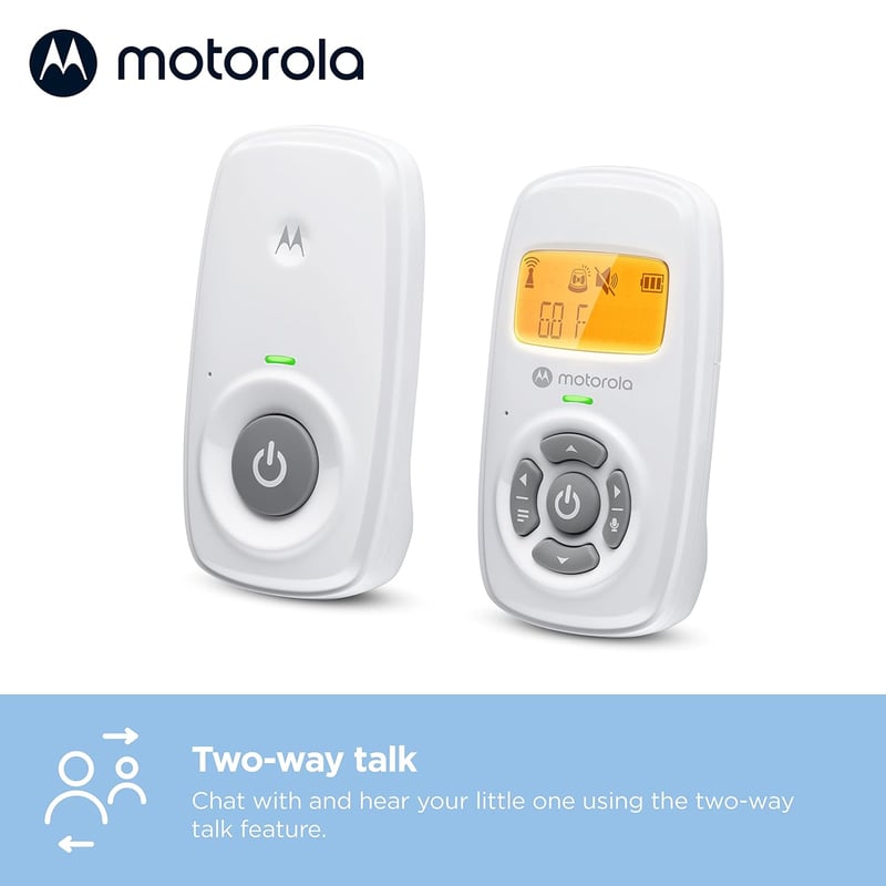 Motorola AM24/MBP24 Digitális Bébiőr DECT Technológiával - Szobahőmérséklet Kijelzés, Kétirányú Beszélgetés, 8 Órás Akkumulátor, Fehér