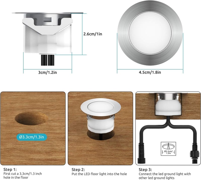 Tuya Smart 10db RGB+Meleg LED Süllyesztett Kültéri Lámpa Szett, IP67 Vízálló