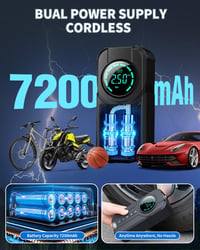 VICKSONGS 180PSI Elektromos Kerékpárpumpa, 7200mAh Akkus Kompresszor Autóhoz, Biciklihez 4