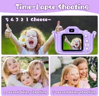 Lila 48 MP gyerek fényképezőgép 3-12 éveseknek, 1080P, 32GB SD kártyával, unikornis tokkal 5