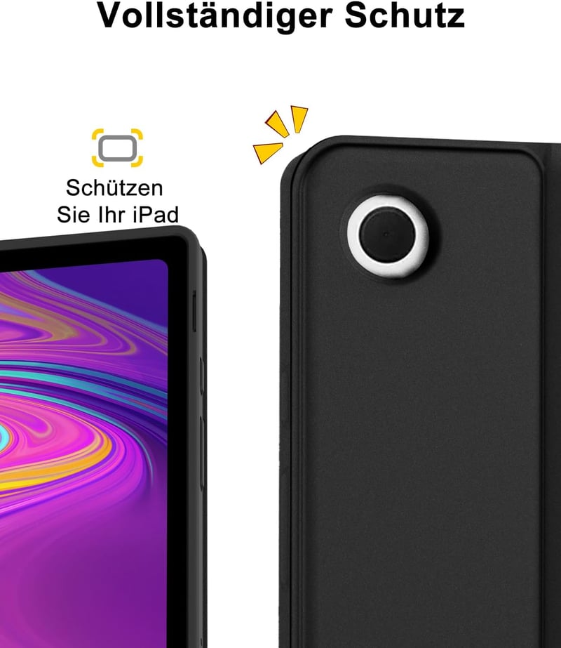SENGBIRCH Bluetooth Billentyűzetes Tok Samsung Galaxy Tab A9 Plus 11" (2023) Tablethez - Levehető QWERTZ Vezeték Nélküli Billentyűzet, Feket