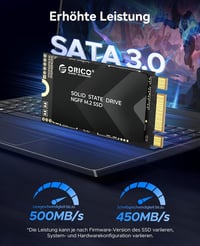 ORICO 256GB M.2 2242 SATA SSD - Belső SSD Meghajtó TLC NAND Flash, 500MB/s Olvasási és 450MB/s Írási Sebesség, Ultravékony Laptopokkal és Mi 3