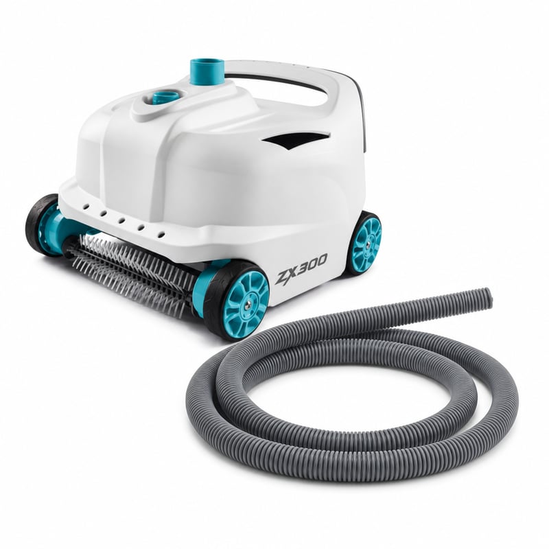 Robot de curățare automată pentru piscină Intex ZX300 Deluxe – defect, funcționează parțial: furtun tăiat (stare: vezi a doua fotografie)