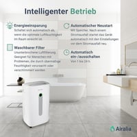 Airalia AIR-DH20 Elektromos Párátlanító 20L/nap - 6,5L Tartály, Tömlős Vízelvezetés, 195m³/óra Légáramlás, 40m² Helyiségekhez 3