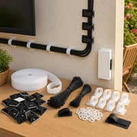 Set za organizaciju kabela: 60×110 mm kanalica + 200 vezica + 100 držača + 80 kopči + 10 m čičak trake 1