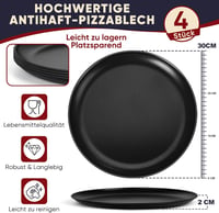 HaWare 30 cm-es tapadásmentes kerek pizzasütő tálca szett, 4 darabos 2