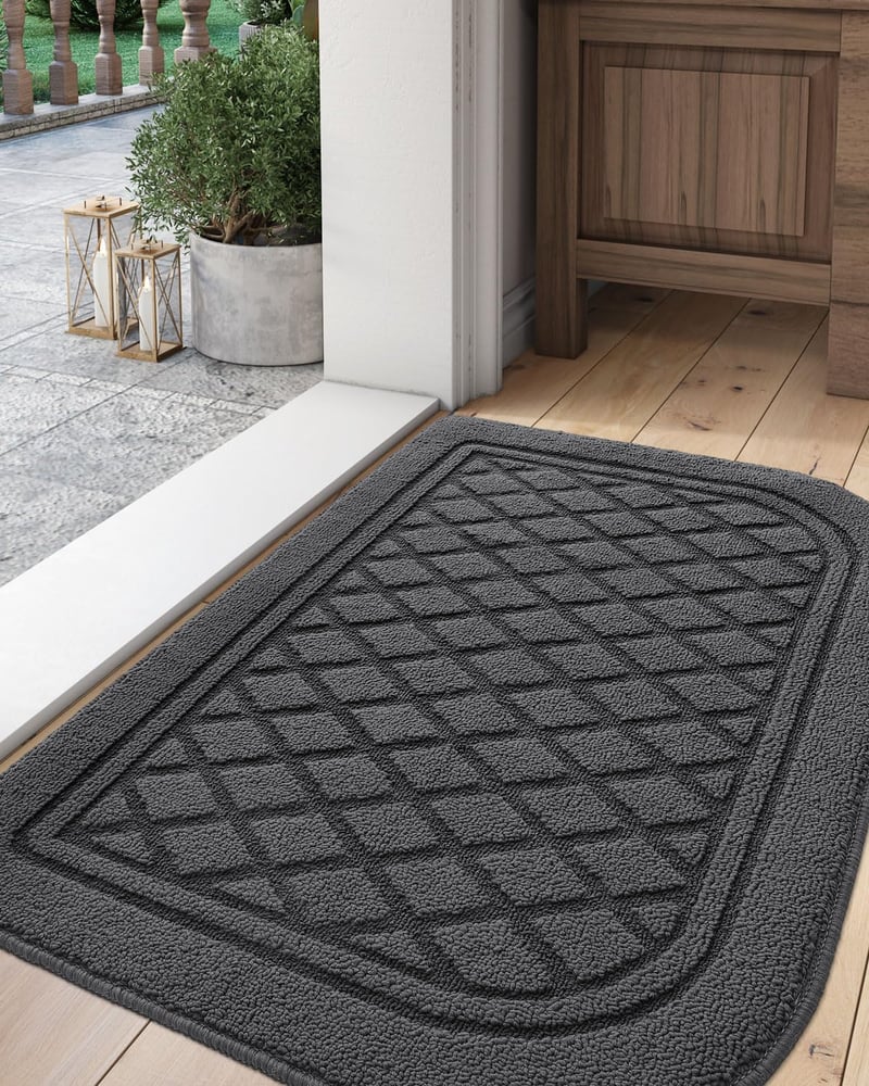 DEXI Szürke Csúszásmentes Lábtörlő 60x90cm - Kültéri/Beltéri Mosható Vízelnyelő Szennyfogó