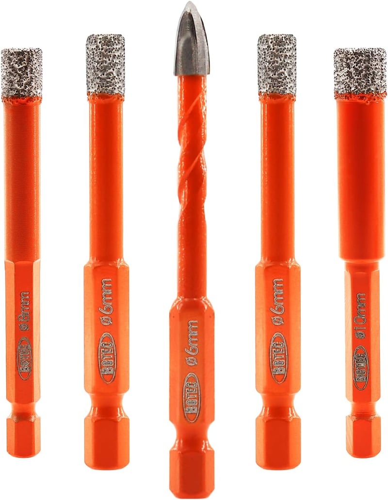 BGTEC gyémánt és keményfém fúrószár készlet gránithoz, márványhoz, 6-10mm, gyorscsatlakozós