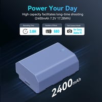 SMALLRIG NP-FZ100 2400mAh akkumulátor Sony A7 IV, A7S III, A6600 kamerákhoz, USB-C töltéssel 3