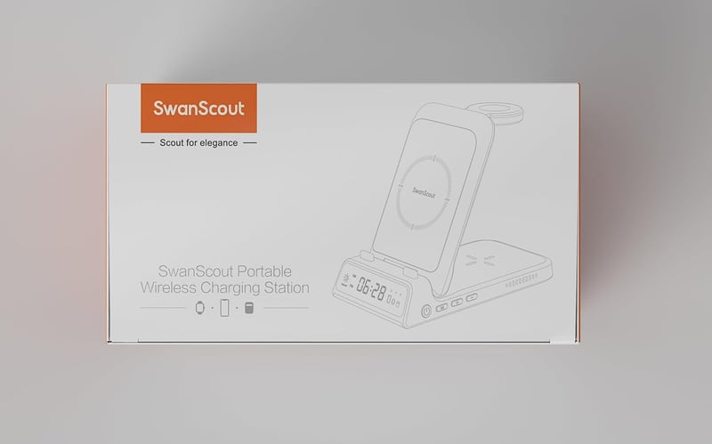 SwanScout 3az1-ben iPhone Apple Watch AirPods Pro vezeték nélküli töltőállomás fekete