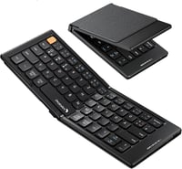 ProtoArc XK04 Összecsukható Kompakt QWERTZ Bluetooth Billentyűzet PU Bőrtokkal - Hordozható Mini Utazó Klaviatúra iPad iPhone Mac Android Wi 10