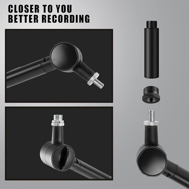 SAVITA 2db Mikrofon állvány hosszabbító + fém adapter, 1,5cm-es, asztali és karos állványokhoz