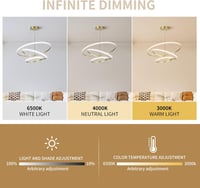 minifair LED Függőlámpa - Szabályozható Fényerejű 3 Gyűrűs Arany Csillár 20+40+60cm, 52W - Modern Akril Mennyezeti Lámpa Étkezőbe, Nappaliba 4