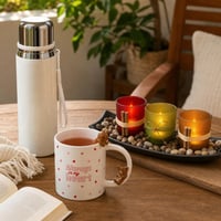 Darčekový set na čaj: 1x hrnček 350ml + 1x termoska 800ml + 3x LED sviečka 1