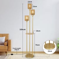 Rayofly Modern Boho Állólámpa 3 Izzóval - Rattan Lámpaernyő, Polccal és Háromfokozatú Lábkapcsolóval - Tökéletes Hálószobába, Irodába, Nappa 5