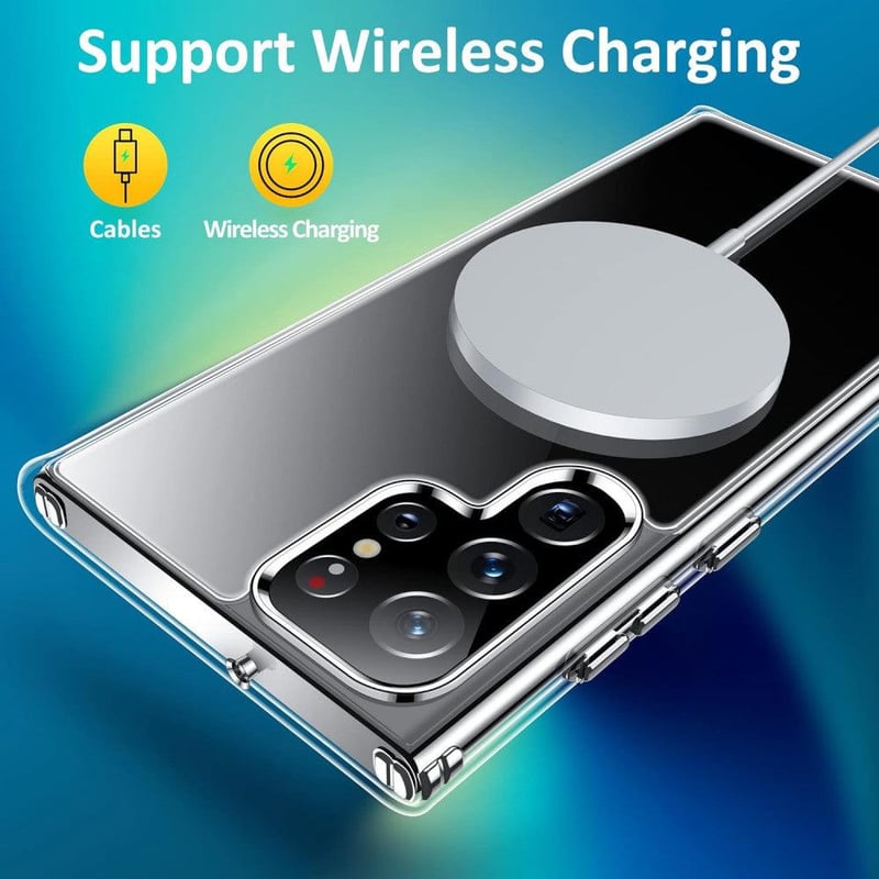 Samsung Galaxy S22 Ultra 5G átlátszó védőtok, sárgulásálló, vékony PC hátlappal