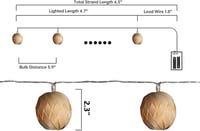 Rattan LED fényfűzér karácsonyra - beltéri, elemes, újracsomagolt 5