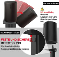 Sound bass Állvány Szett Sonos ERA 100, Sonos One és Play 1 Hangszórókhoz - Fekete Padlóállvány Pár Kábelvezetővel, 93,5 cm Magasság, Univer 6