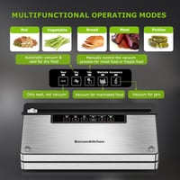 Bonsenkitchen VS3000 Vákuumfóliázó 5 Üzemmóddal - Beépített Vágóval, 130W Nagy Teljesítmény, Folyamatos Működés, 10 Zacskóval és 1 Tekerccse 2