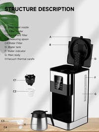 Homtone 1000W Programozható Kávéfőző 8 Csészéhez - Időzítővel, Rozsdamentes Acél Szűrővel, Automata Kikapcsolással, Csepegésgátlóval, BPA-me 9