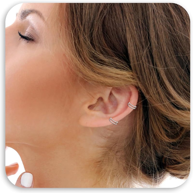 DIVINA VITAE 8 db Orr Piercing Szett - Spirál és Dupla Karika Orrpiercing, Helix Piercing, 316L Sebészeti Acél, 8/10 mm, Fekete és Ezüst