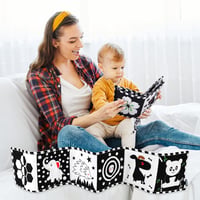 Vicloon Fekete-Fehér Puha Babakönyv - Állatos Készségfejlesztő Játék 0-6 Hónapos Babáknak 6