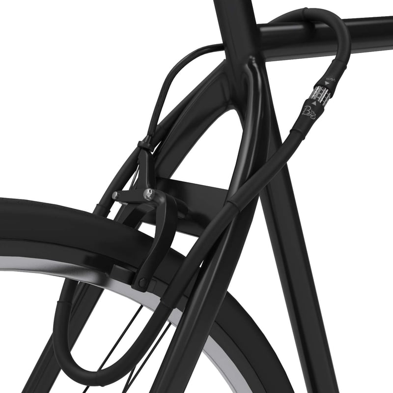 Antifurt bicicletă VOLO BAMBOO, acoperit cu silicon, cu 4 cifre, 13 mm x 100 cm, negru