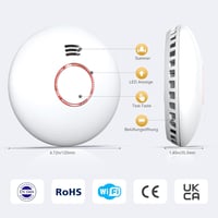 Andyssey GS558D Okos Füstérzékelő WiFi-vel, Mágneses Tartóval - Hálózatba Köthető Tűzjelző Fotoelektromos Érzékelővel, DIN EN14604  3