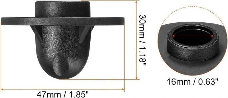 Kempingszék láb szett - 4 db csúszásmentes, fekete, 16 mm-es