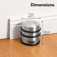 H&S Rozsdamentes Acél Ajtóütköző - Nehéz Kivitelű Fali Ajtótámasz Gumi Ütközőgyűrűvel, Modern Kupolás Dizájn, Fényes Szürke 3