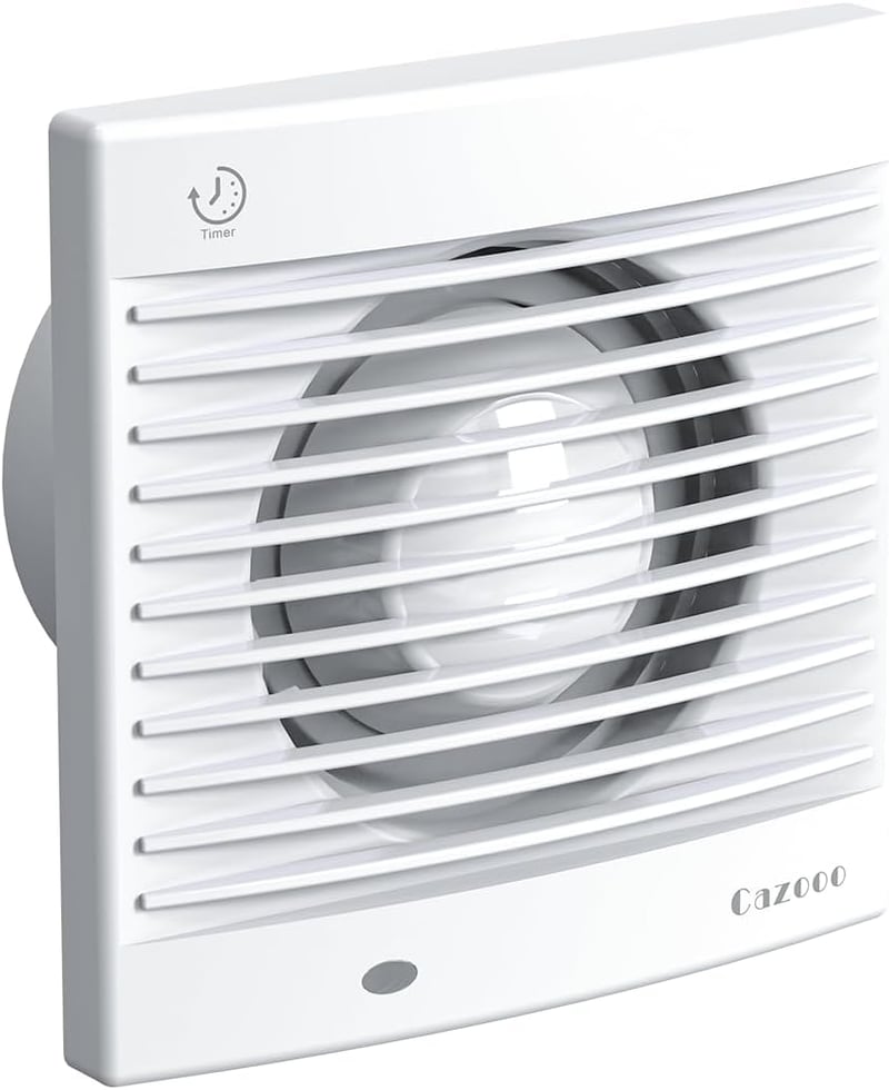 Cazooo 100mm-es Csendes Fürdőszobai Ventilátor Időzítővel - Energiatakarékos, Falra Szerelhető
