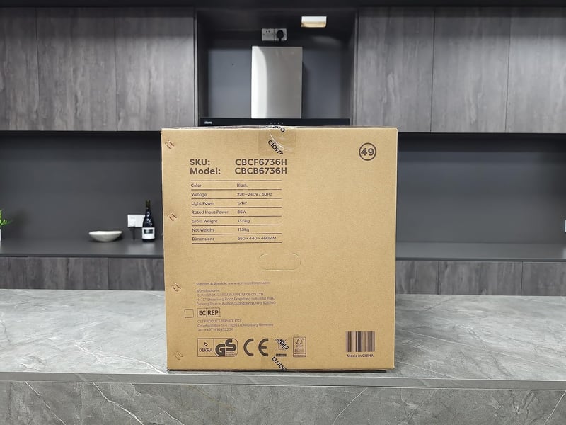CIARRA CBCB6736H 60cm-es fali páraelszívó, 650 m³/h, rozsdamentes acél, LED