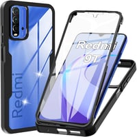 Xiaomi Redmi 9T / Poco M3 360°-os átlátszó védőtok beépített kijelzővédővel, fekete 1