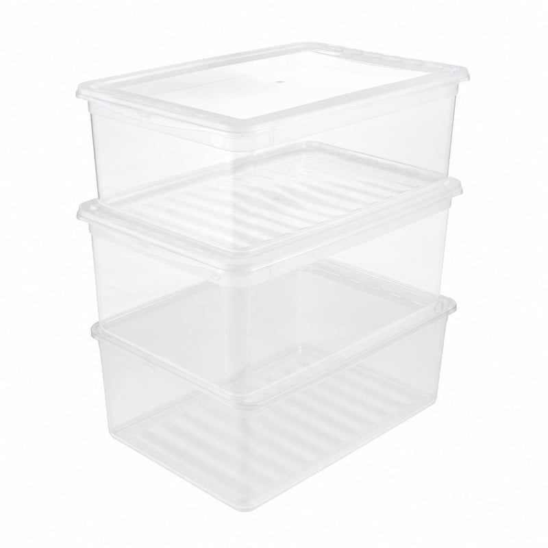 keeeper Bea Tárolódoboz Szett, 3 db, 3 x 11 L, 39 x 26,5 x 14 cm, Légszabályozó Rendszerrel — 1 fedő hiányzik (állapot: lásd a 2. képet)