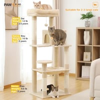 PAWZ Road 143cm-es Luxus Macskabútor Fémhálós Függőággyal és 2 Odúval 3