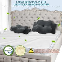 DONAMA Memory Foam Ergonomikus Nyakpárna - Oldal, Hát és Hason Alvóknak, Légáteresztő Huzattal, 2 Magassági Szinttel, Sötétszürke 7